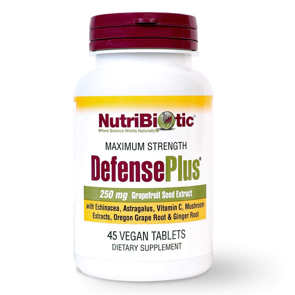 NutriBiotic DefensePlus, 45 Tablets | 11 in 1 Immune Support with Vitamin C, Zinc, Grapefruit Seed Extract, Echinacea, Astragalus Root & Immune Boosting Extracts & Mushrooms | Vegan & Gluten Free