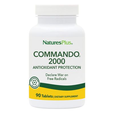 Natures Plus Commando 2000-90 Tablets - Antioxidant Protection - Supports Brain, Circulatory Function & Immune System - Vegetarian, Gluten Free - 45 Servings