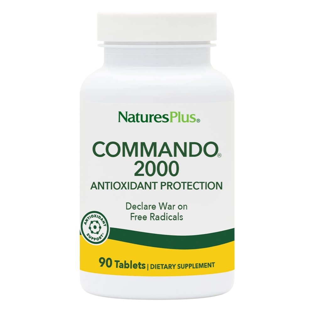 Natures Plus Commando 2000-90 Tablets - Antioxidant Protection - Supports Brain, Circulatory Function & Immune System - Vegetarian, Gluten Free - 45 Servings