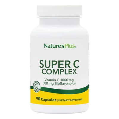 NaturesPlus Super C Complex - 90 Capsules - 1000 mg Vitamin C + 500 mg Bioflavonoids - Vegetarian, Gluten Free - 45 Servings