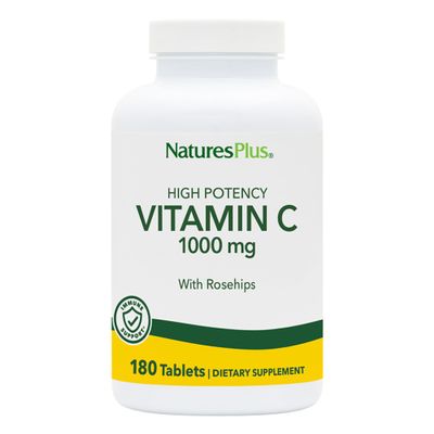 NaturesPlus Vitamin C 1000 mg with Rose Hips - 180 Tablets - Supports Immune Health, Energy & Antioxidant Protection - Vegetarian, Gluten Free - 180 Servings