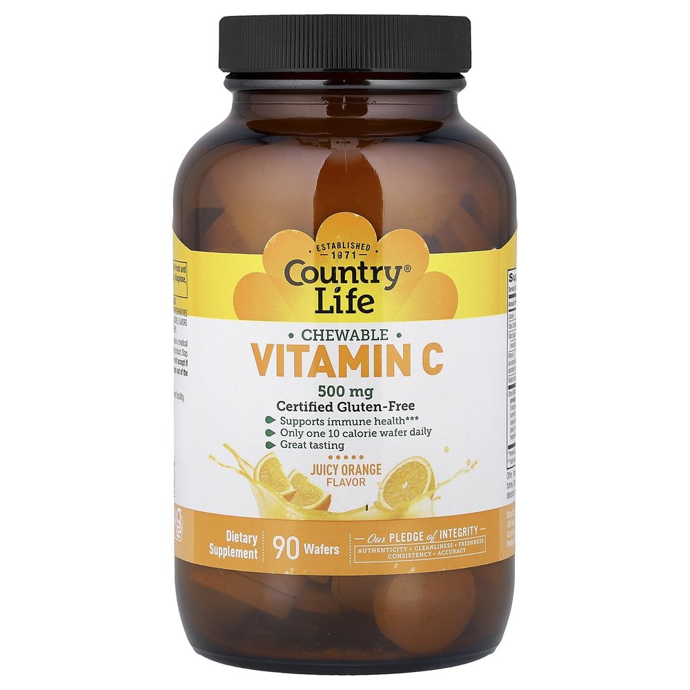 Country Life Vitamin C Wafer 500mg-Orange Juice Flavor 90 Chewable