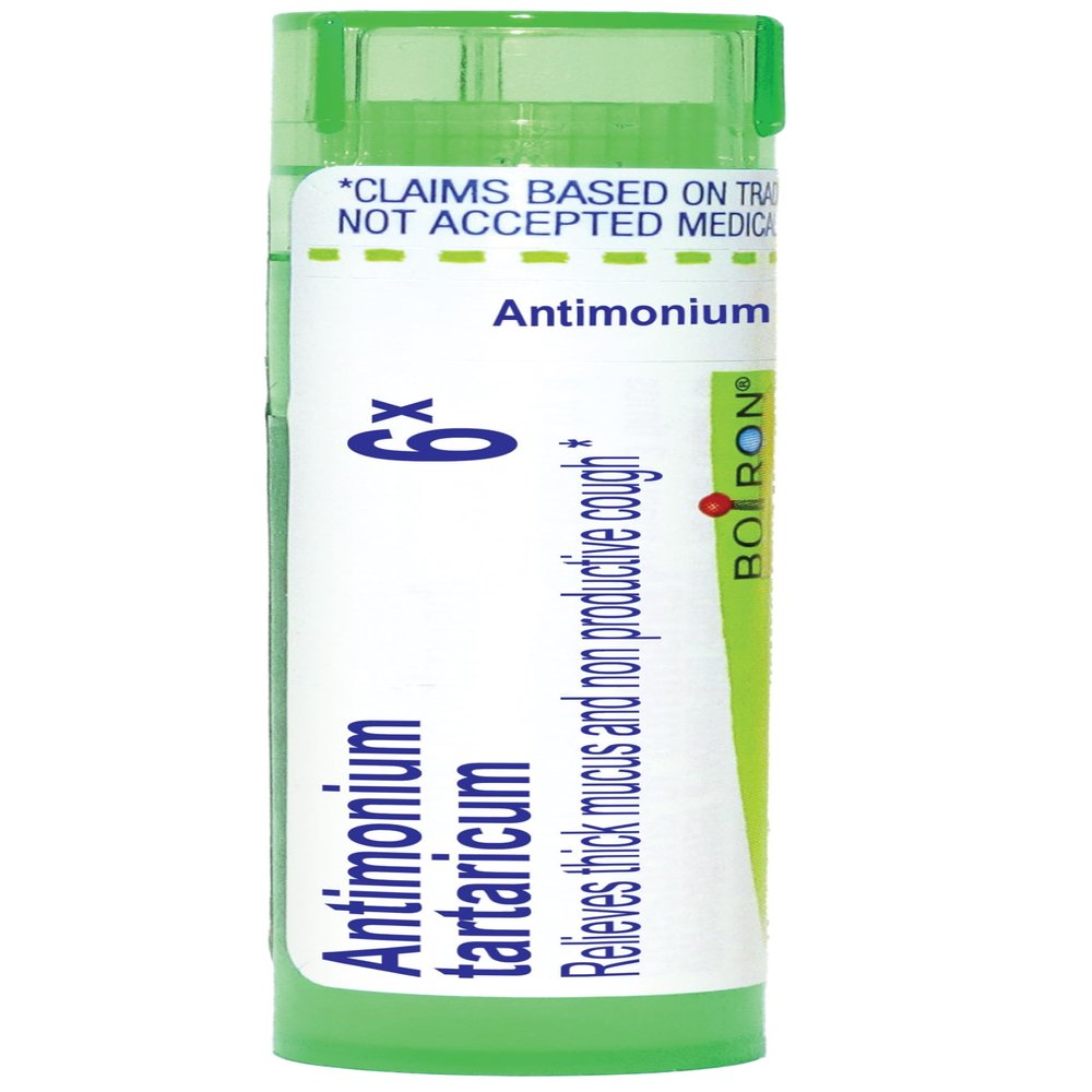 Boiron Antimonium Tartaricum 6X for Thick Mucus & Non Productive Cough - 80 Pellets