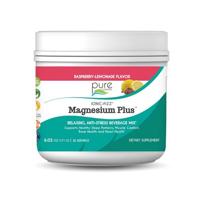 Pure Essence Labs Ionic Fizz Magnesium Plus, Anti-Stress Supplement Drink Powder, Gluten Free and Non-GMO Magnesium Powder (Raspberry Lemonade, 6.03 Ounce (Pack of 1))