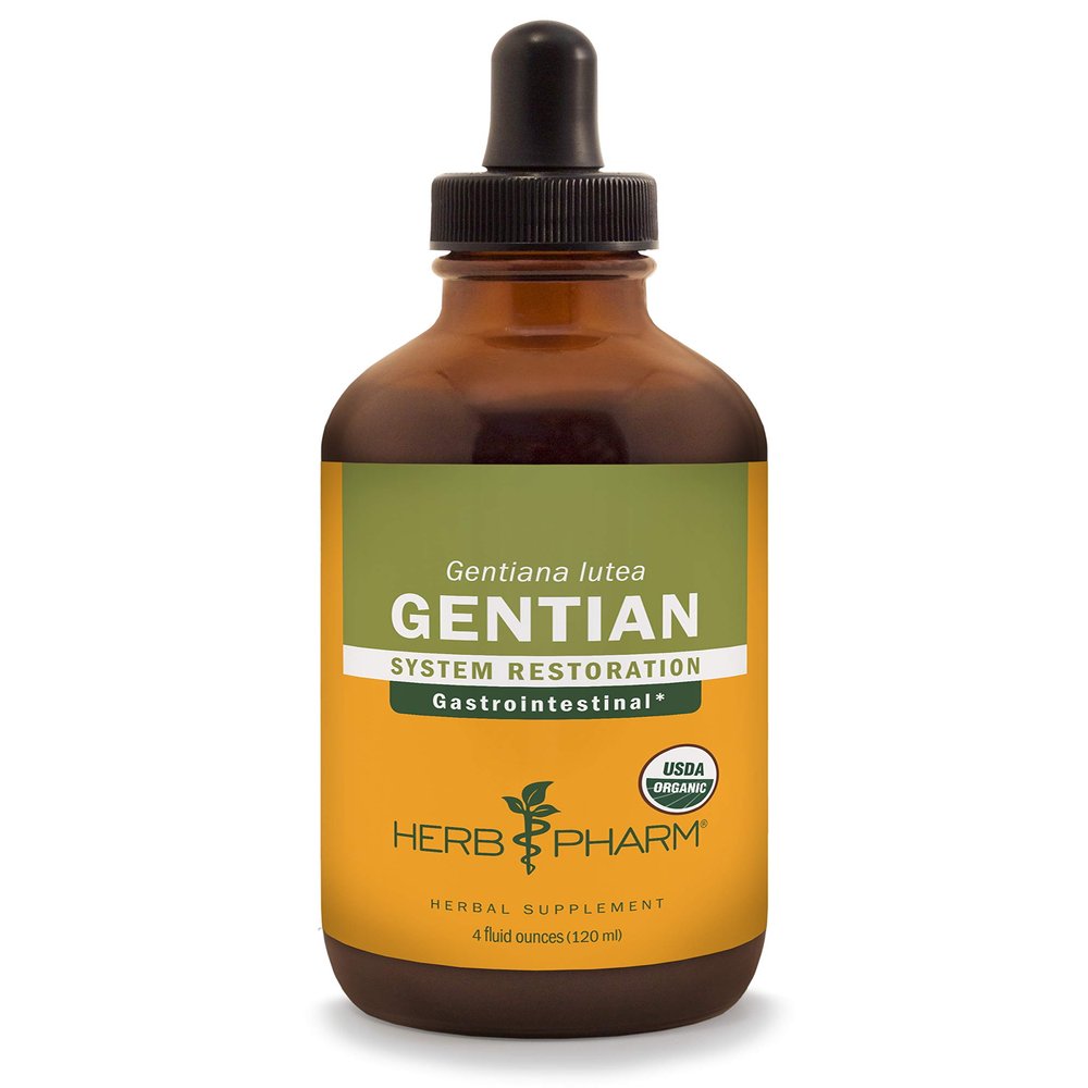Herb Pharm Certified Organic Gentian Liquid Extract for Digestive Support - 4 Ounce