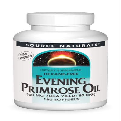 Source Naturals Evening Primrose Oil - Hexane-Free - 500mg - GLA Yield: 50 mg - Cold-Pressed - 180 Softgels