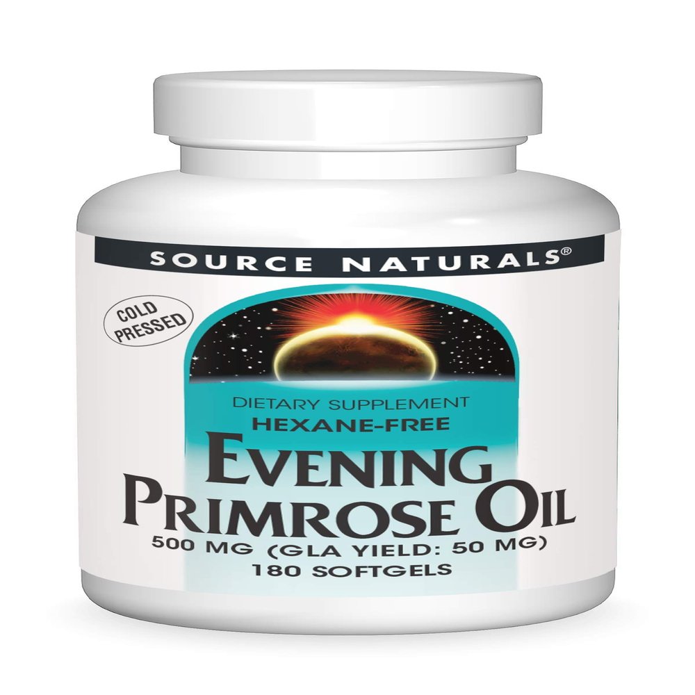 Source Naturals Evening Primrose Oil - Hexane-Free - 500mg - GLA Yield: 50 mg - Cold-Pressed - 180 Softgels