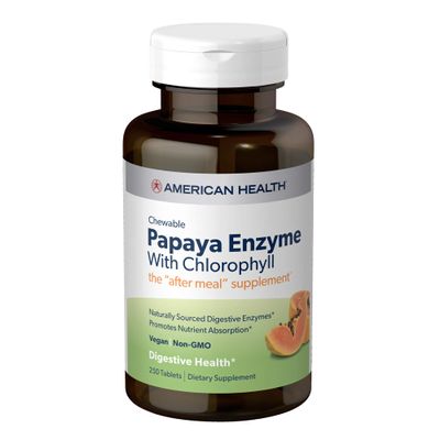 American Health Papaya Enzyme Chewable Tablets - Promotes Nutrient Absorption, Helps Digestion and Freshens Breath with Chlorophyll & Pepermint Oil - Gluten-Free, Vegetarian - 250 Count