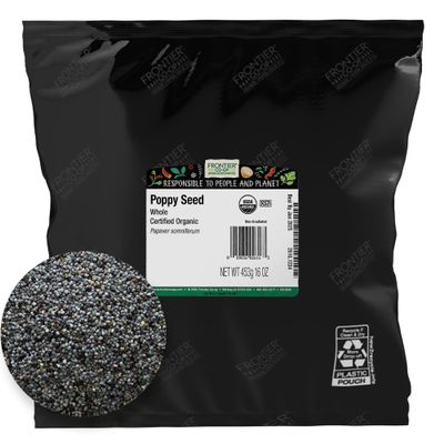 Frontier Co-op Organic Whole Poppy Seed - Poppy Seeds for Baking, Salad Dressing, Cooking - Kosher | 16 Ounce (Pack of 1)