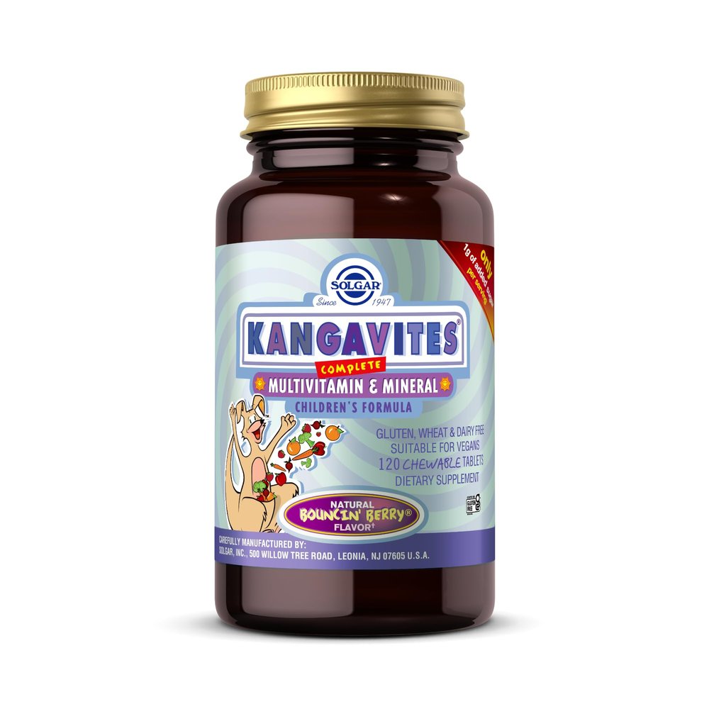 Solgar Kangavites, Bouncin Berry Flavor - 120 Chewable Tablets - Complete Multivitamin & Mineral Formula for Children - Vegan, Gluten Free