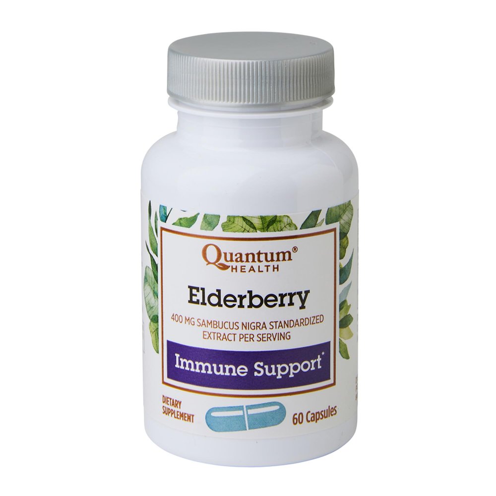 Quantum Health Black Elderberry Supplement Sambucus Nigra Extract 400mg Daily Immune Support & Wellness Boost of Powerful Antioxidants for Women & Men - 60 Capsules