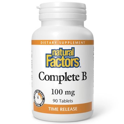 Natural Factors, Complete B 100 mg, Time Released Support for a Healthy Mood, Energy Levels, Skin, Hair and Vision, 90 tablets (90 servings)
