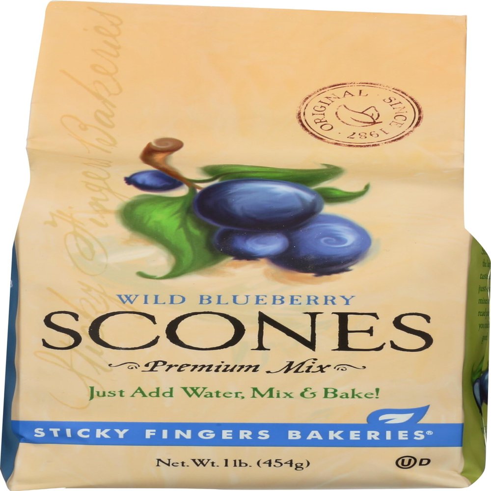 English Scone Mix, Wild Blueberry by Sticky Fingers Bakeries Easy to Make English Scones Fresh Baked, Makes 12 Scones (1pk)