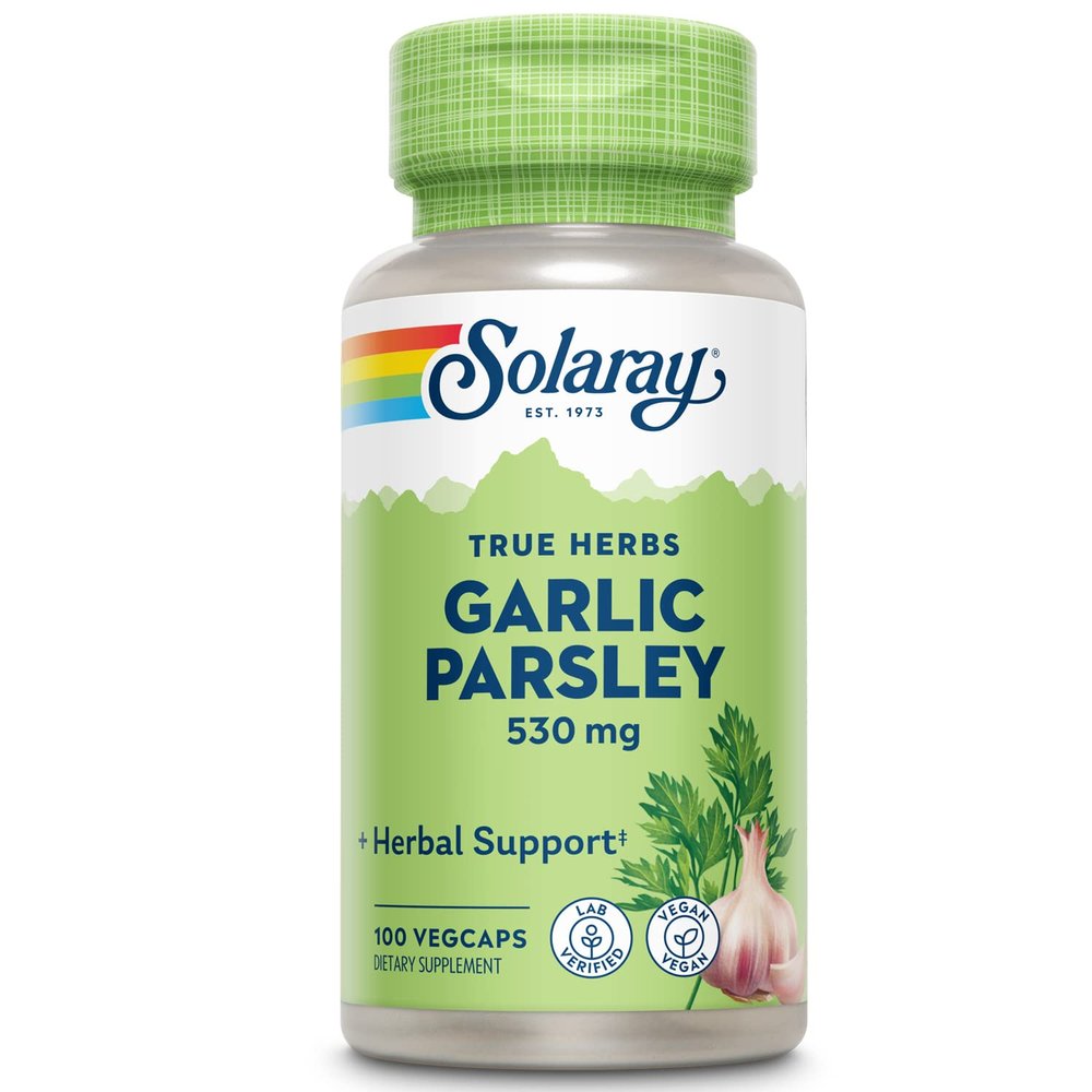 SOLARAY Garlic Bulb & Parsley Leaf 530mg | Healthy Cardiovascular and Immune System Function Support | Non-GMO, Vegan & Lab Verified | 100 VegCaps