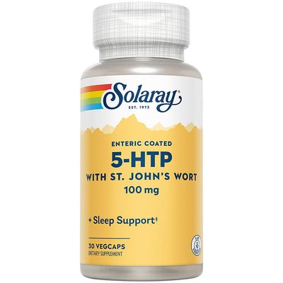 SOLARAY 5-HTP Plus St John's Wort - 30 Enteric-Coated Capsules - 100 mg - 30 Servings