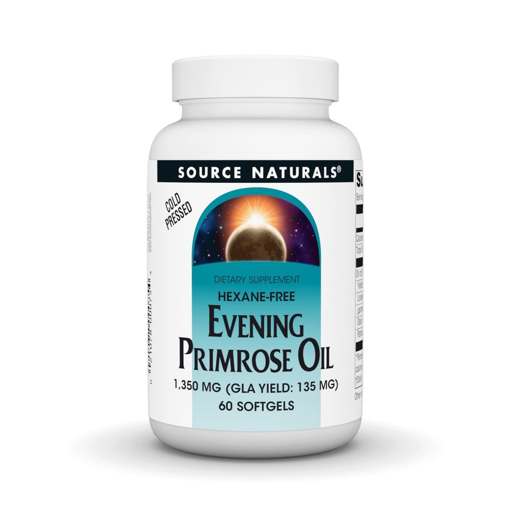 Source Naturals Evening Primrose Oil - Hexane-Free - 1350mg - GLA Yield: 135 mg - Cold-Pressed - 60 Softgels