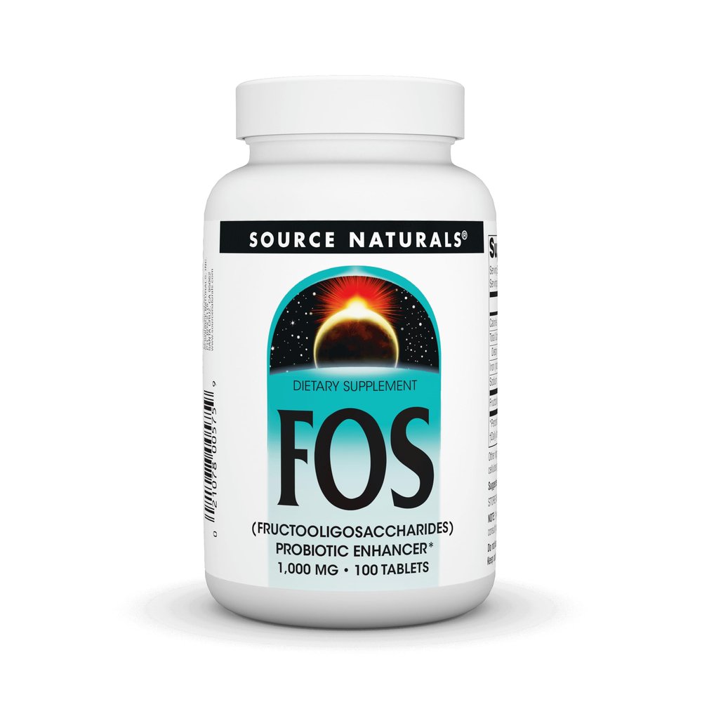Source Naturals FOS 1000 mg Fructooligosaccharides Probiotic Enhancer - 100 Tablets