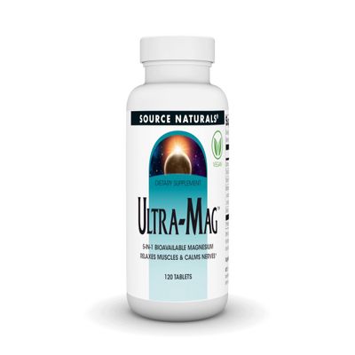 Source Naturals Ultra-Mag, 5 in 1 -Bioavailable Magnesium, Maintains Muscle & Nerve Function* - 120 Vegan Tablets
