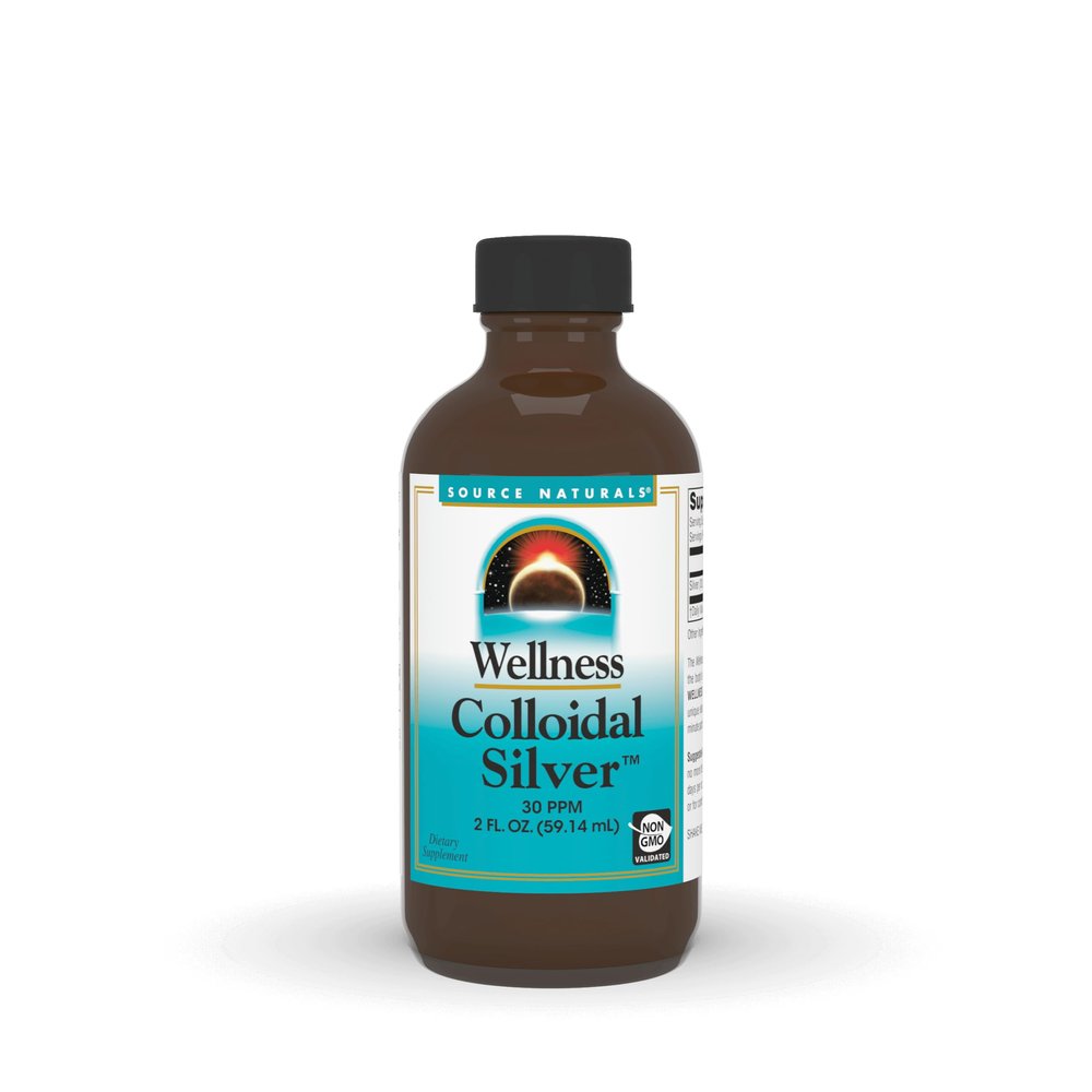 Source Naturals Wellness Colloidal Silver, 30 ppm, Non-GMO Liquid Dietary Supplement That Supports Physical Well Being* - 2 Fluid oz