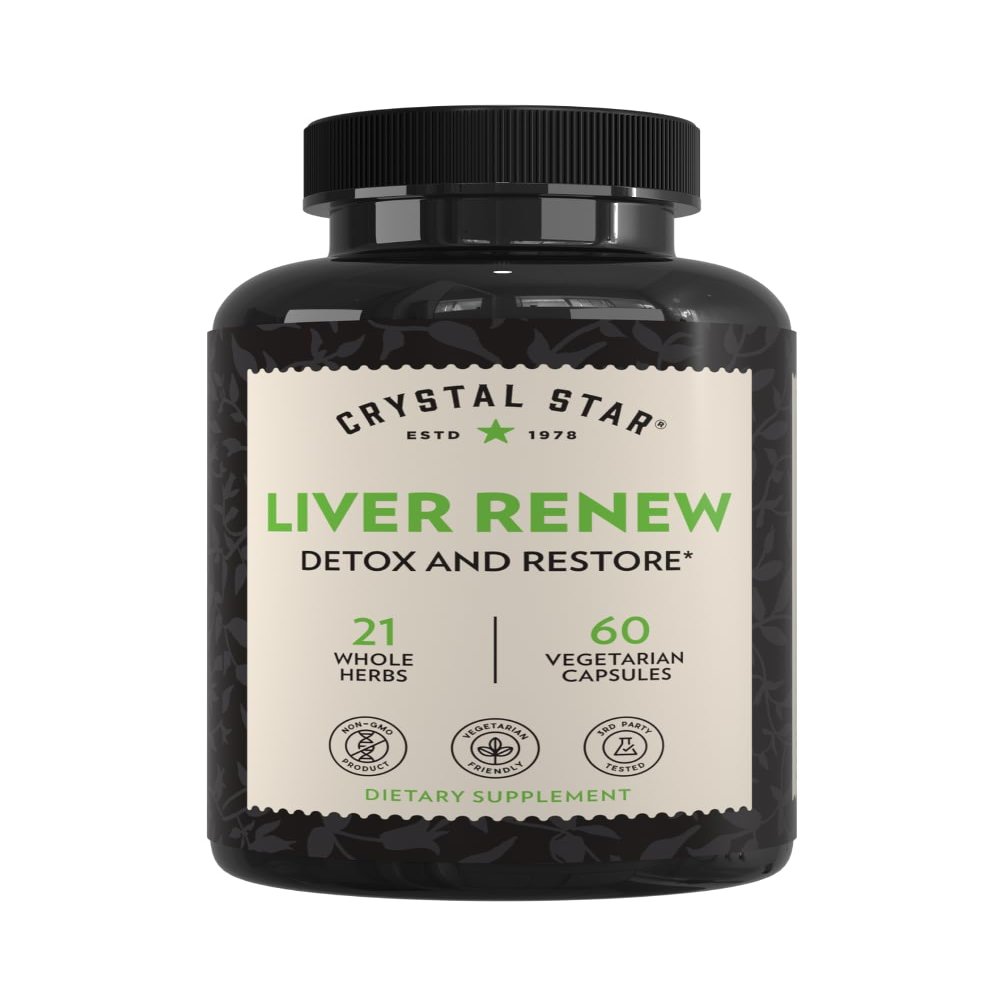 Crystal Star Liver Renew, 60 Capsules, Herbal Liver Cleanse Supplement That Supports Normal Liver Function & Promotes Toxin Release - Milk Thistle, Non-GMO