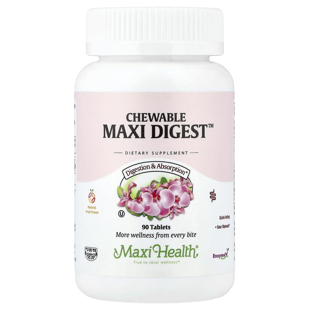 Maxi Health Chewable Digest - Natural Digestive Enzymes with Bromelain and Calcium- Quick-Acting - 90 Chewables - Kosher (MD) - Supports Healthy Digestion and Joint Comfort for Men & Women