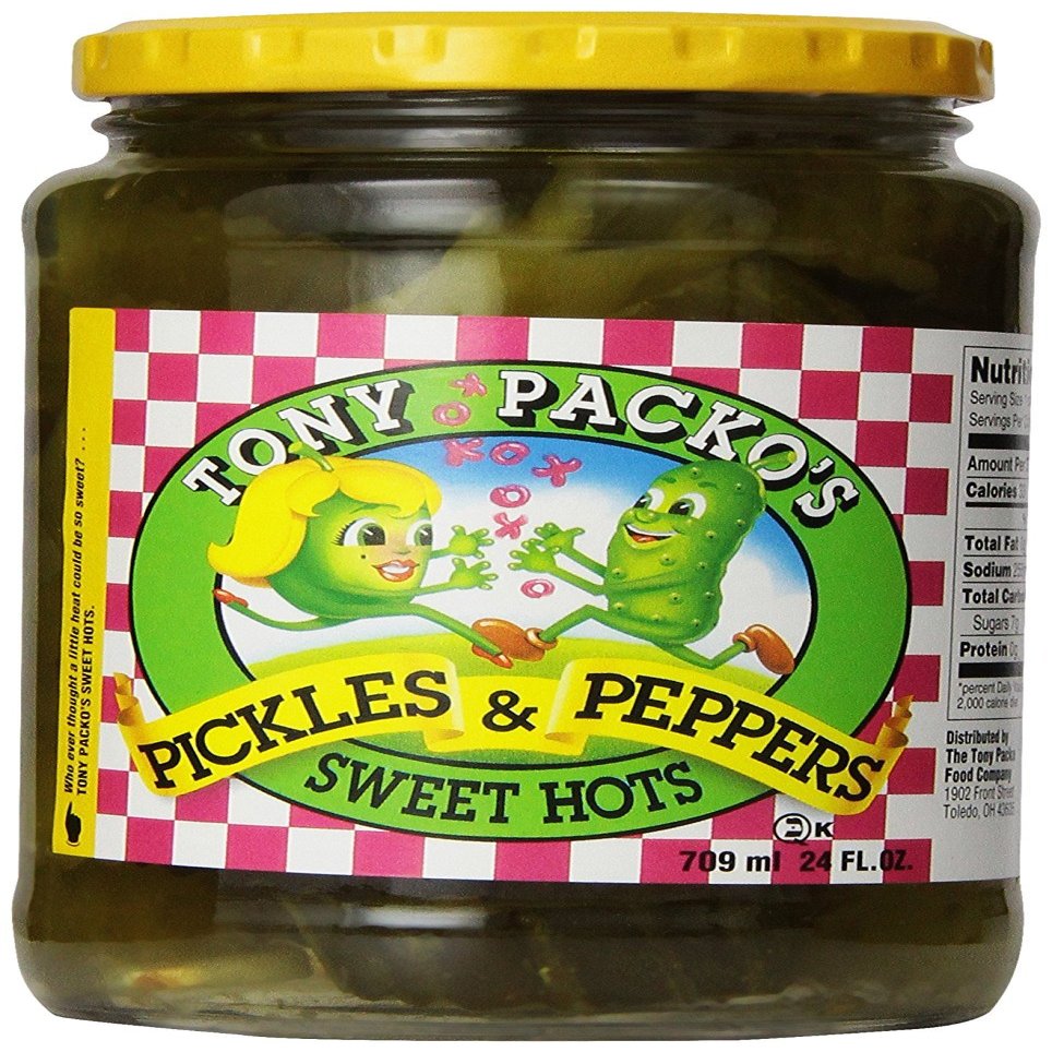 Tony Packos Sweet Hot Pickles and Peppers, 24 Ounce - 1 Jar