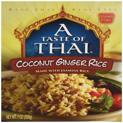 A Taste of Thai Jasmine Rice Instant (Coconut Ginger Rice)  Authentic Thai White Rice Organic, Flavored with Classic Thai Spices | Organic, Gluten-Free, Non-GMO Instant Heat & Eat- 1 Pack, 7oz