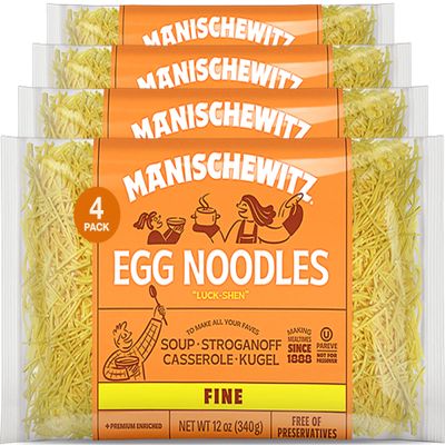 Manischewitz Premium Enriched Fine Egg Noodles 12oz (4 Pack) Great in Soups & Stews