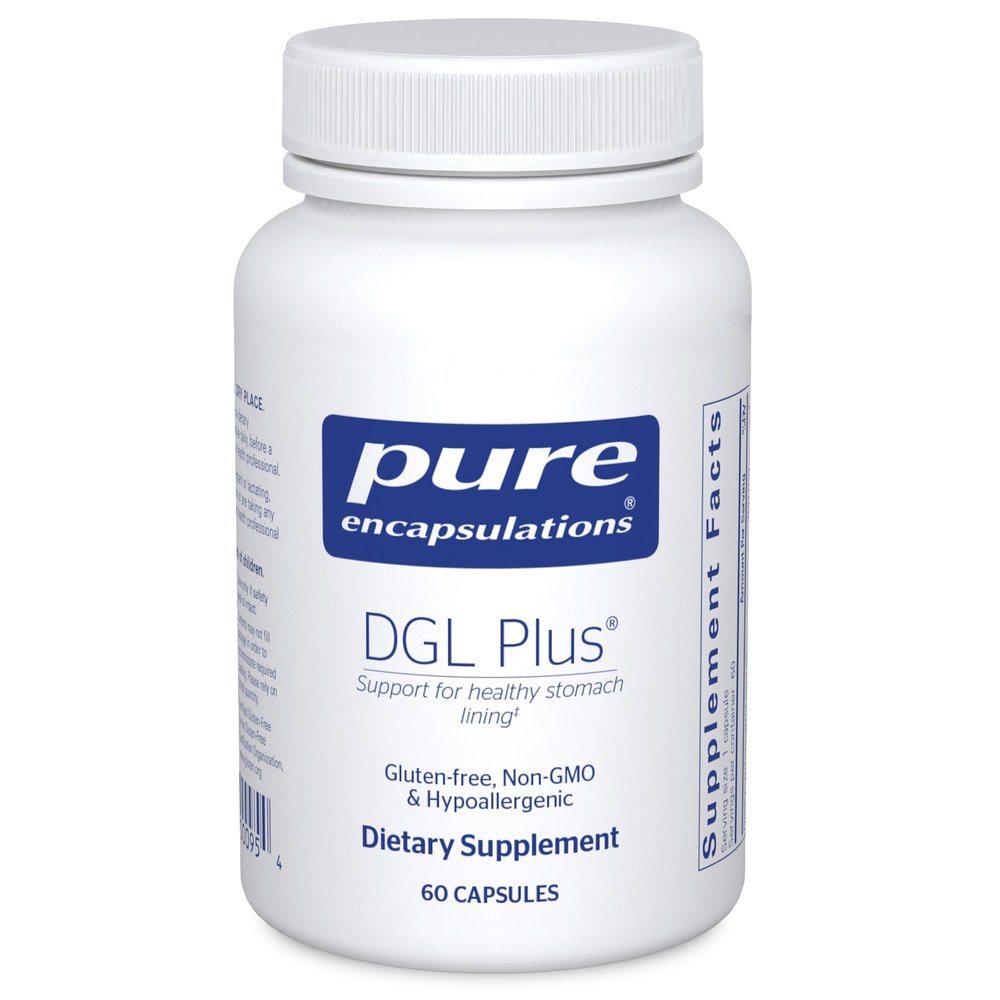 Pure Encapsulations DGL Plus - Gut Health Supplements for Men & Women - with Marshmallow Root, Aloe Vera Extract & Slippery Elm Bark - Non-GMO & Vegan - 60 Capsules