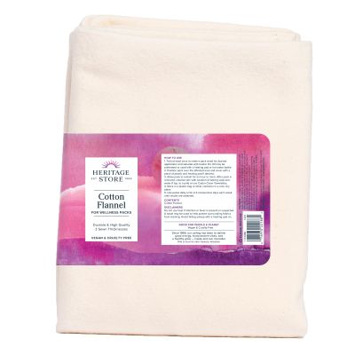 HERITAGE STORE Cotton Flannel - Castor Oil Pack Wrap - Soft, Reusable Cotton Flannel Fabric for Castor Oil Packs, Castor Oil Compress for Abdomen, Joints, 60-Day Guarantee, Vegan, Cruelty Free 13x15in