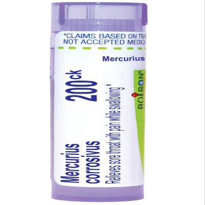 Boiron Mercurius Corrosivus 200Ck for Sore Throat with Pain While Swallowing - 80 Pellets
