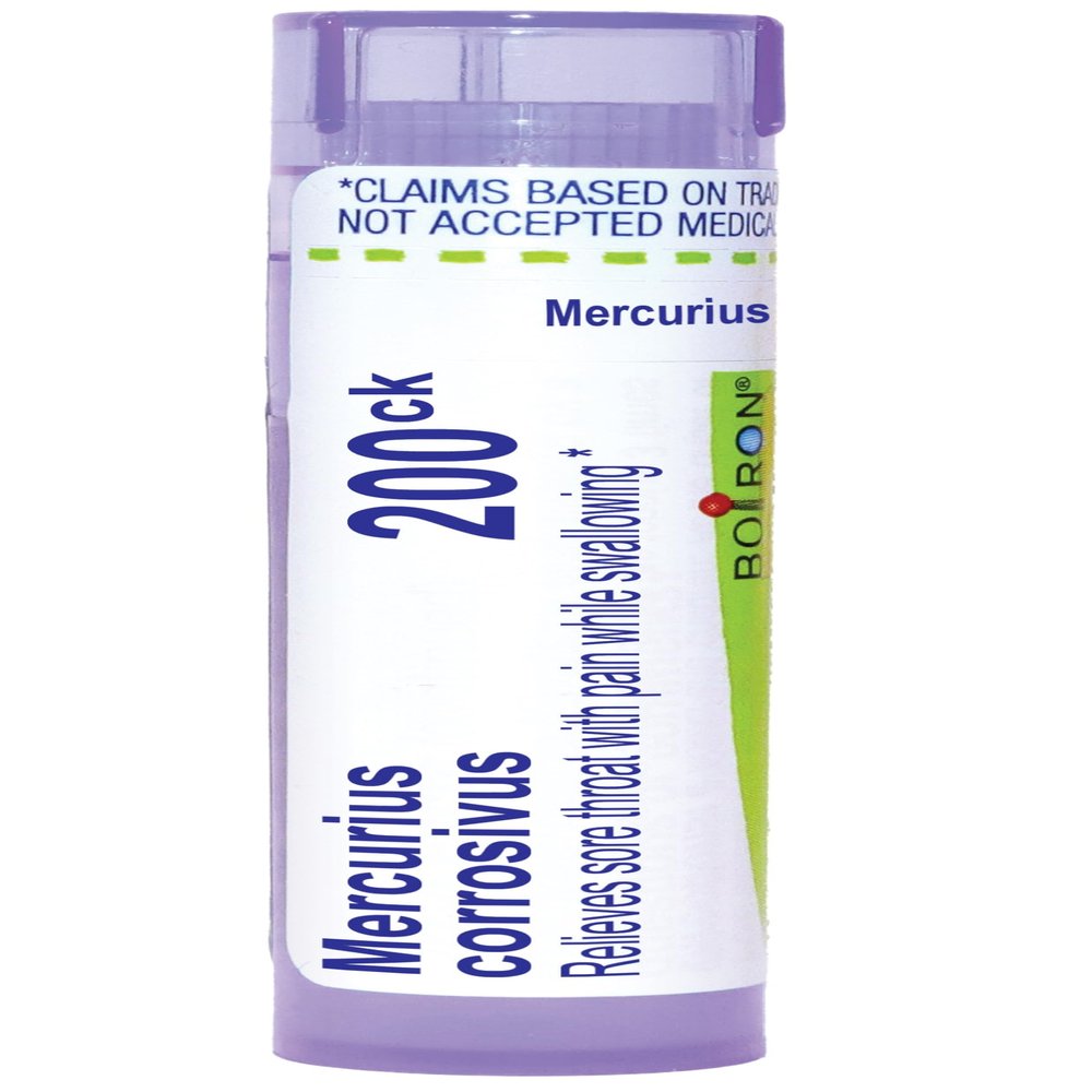 Boiron Mercurius Corrosivus 200Ck for Sore Throat with Pain While Swallowing - 80 Pellets