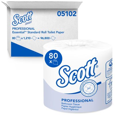 Scott Professional Standard Roll Toilet Paper, Bulk (05102), White, Individually Wrapped (80 Rolls of 1,210 Sheets, 96,800 Sheet Total)