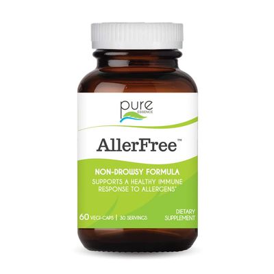 AllerFree Natural Allergy Support Supplement by Pure Essence Labs - Non Drowsy Pills for Sinus and Nasal Health Seasonal Allergies with Enzymes and Herbs - 60 Capsules