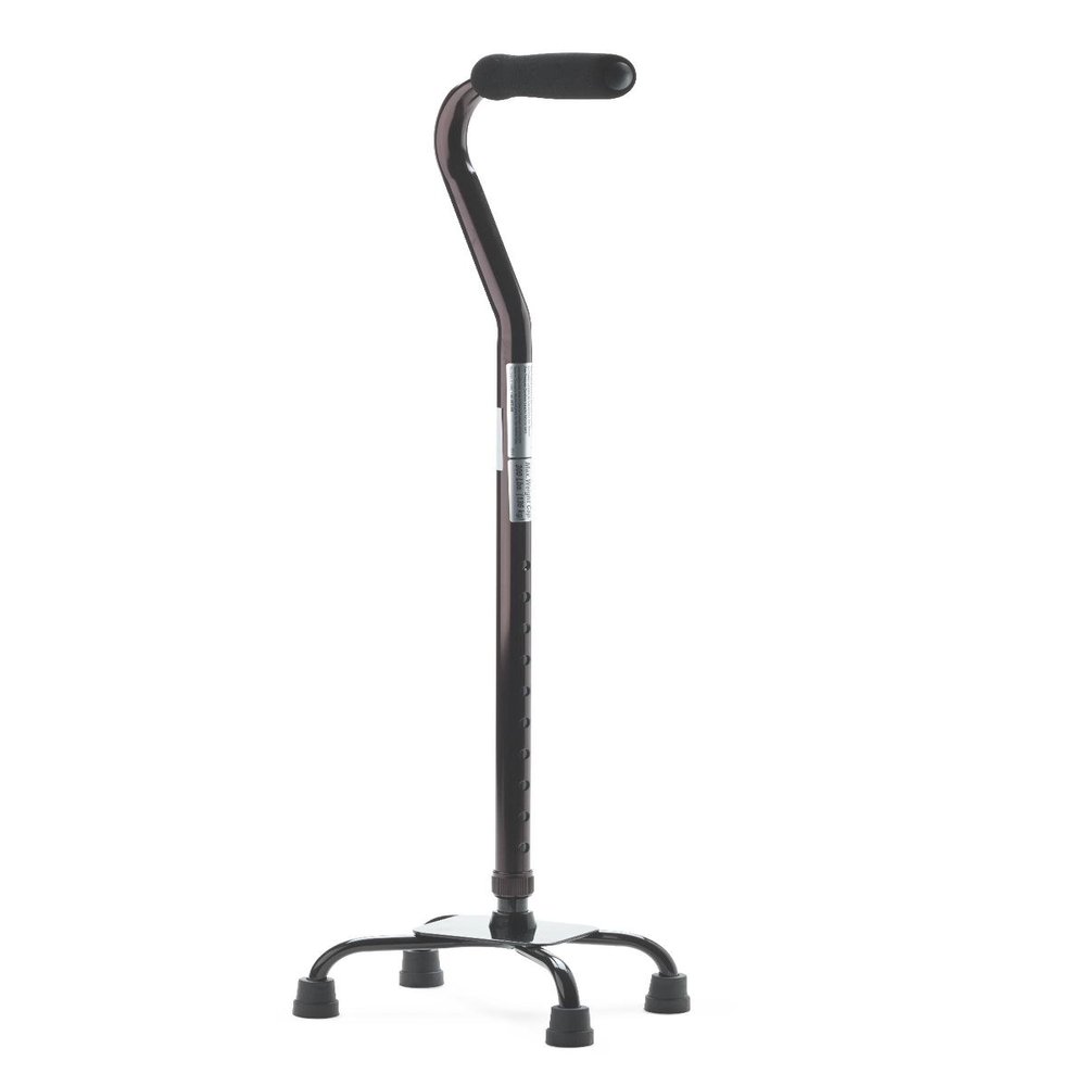 Medline Quad Cane, Small Base, Black - Reliable Mobility Aid for Stability and Balance, Supports up to 300 lbs, Pack of 2