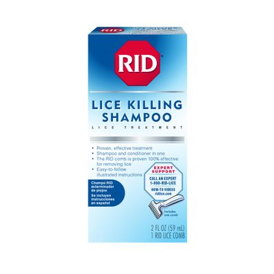 RID Lice Killing Shampoo Proven Effective Head Lice Treatment for Kids and Adults Includes Nit Comb Bottle Ounces, Piece Set, 2 Fl Oz