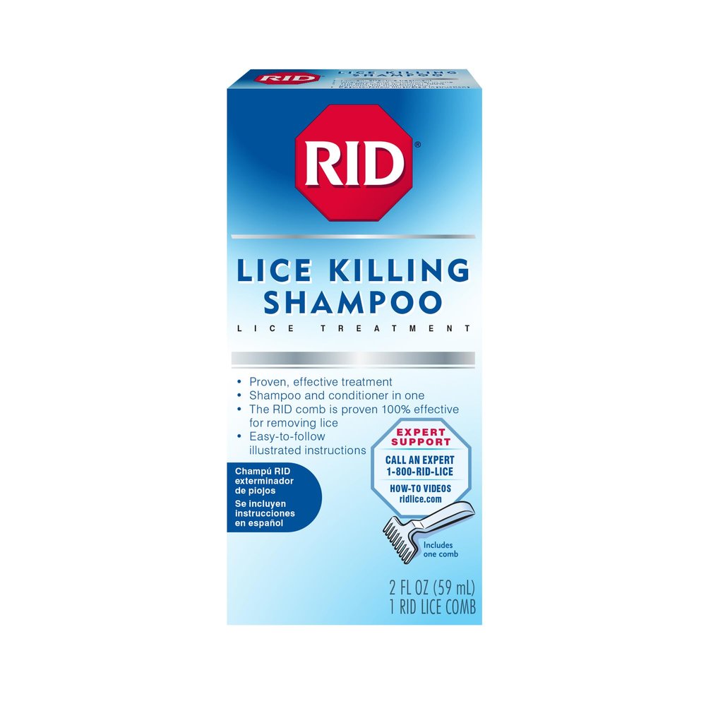 RID Lice Killing Shampoo Proven Effective Head Lice Treatment for Kids and Adults Includes Nit Comb Bottle Ounces, Piece Set, 2 Fl Oz
