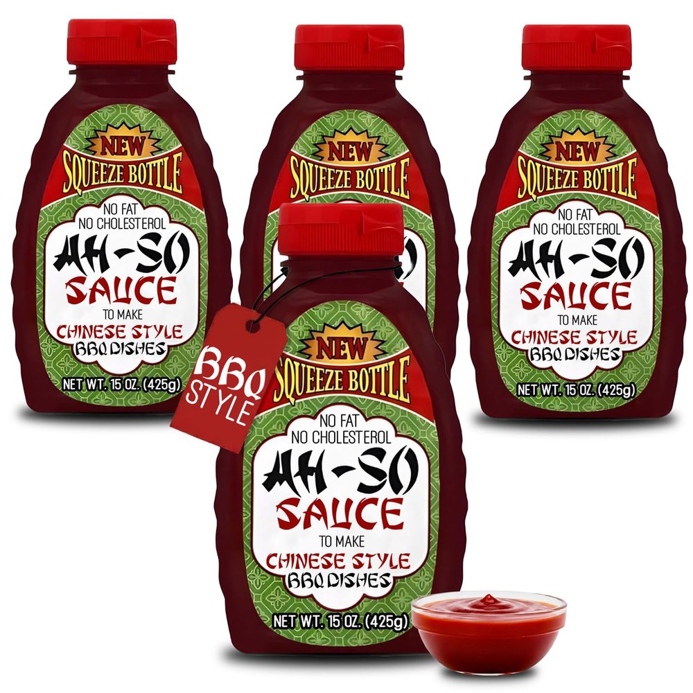 Ah-So Chinese-Style BBQ Sauce, Red Rib 4 Pack (4 15 oz) | Sweet & Tangy Spare Rib Marinade & Glaze for Pork, Chicken, Wings & Stir-Fry; Classic Takeout Flavor.