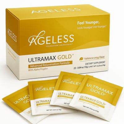 Naturade Ageless UltraMAX GOLD Effervescent Powder  Valencia Orange Flavor  22 Packets