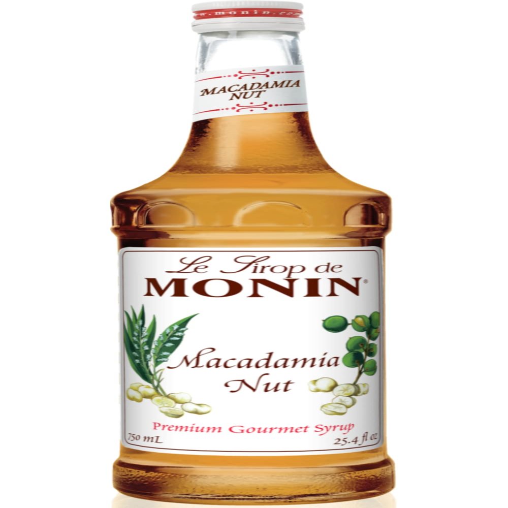 Monin - Macadamia Nut Syrup | Premium Syrup for Lattes, Cappuccinos, Hot Cocoas & More | Clean Label, No Artificial Flavors, No Artificial Preservatives (BPA-Free Glass Bottle, 750 ml)