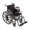 DMI Transport Chair Travel Wheelchair with Solid Steel Construction, Padded Removable Armrests, Easy to Fold and Store, Push-to-Lock Brakes, Silver and Black view 1