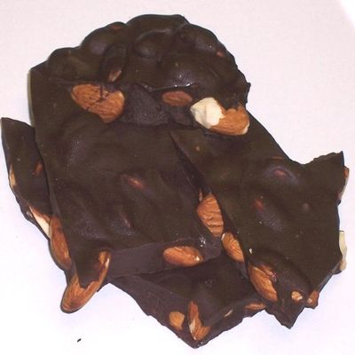 Scott's Cakes Dark Chocolate Almond Bark in a 1 Pound Snowflake Box