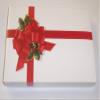 Scott's Cakes Dark Chocolate Almond Bark in a 1 Pound Ribbon-n-Holly Box view 2