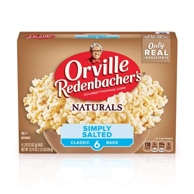 Orville Redenbachers Microwave Popcorn, Naturals Simply Salted Flavor, 3g Fiber Per Serving, 3.29 oz., 6-Count (6 Boxes)