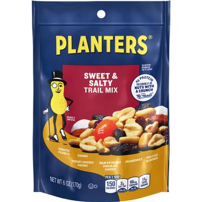 PLANTERS Sweet & Salty Trail Mix- Mixed Nuts Trail Mix Snack Packs, 6 oz Bags (Pack of 12)