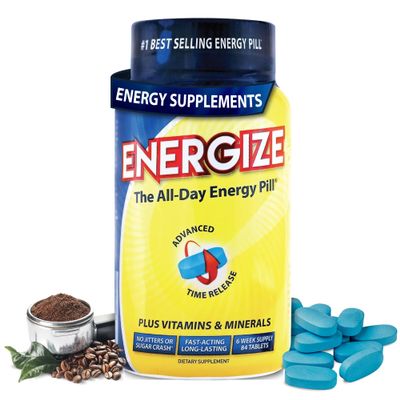 iSatori Energize Caffeine Pills - No Crash, Fast-Acting, Time-Release for Energy Support All Day - Boost Nutrition and Endurance Nootropic Energy Supplements for Men and Women - (84 Caffeine Tablets)