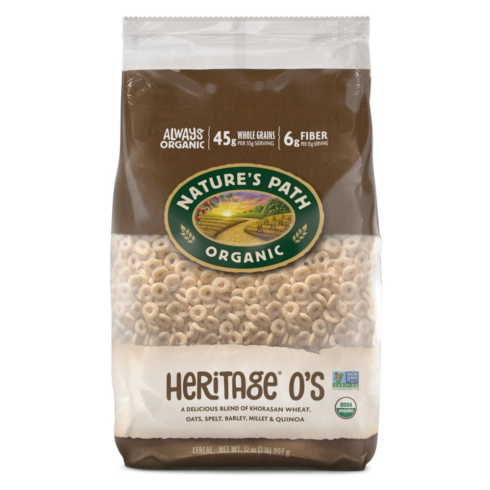 Nature's Path Organic Heritage O's Cereal, 32 oz (Pack of 6), Non-GMO, Earth Friendly Packaging