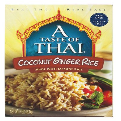 A Taste of Thai Jasmine Rice Instant (Coconut Ginger Rice)  Authentic Thai White Rice Organic, Flavored with Classic Thai Spices | Organic, Gluten-Free, Non-GMO Instant Heat & Eat- 6 Pack, 7oz