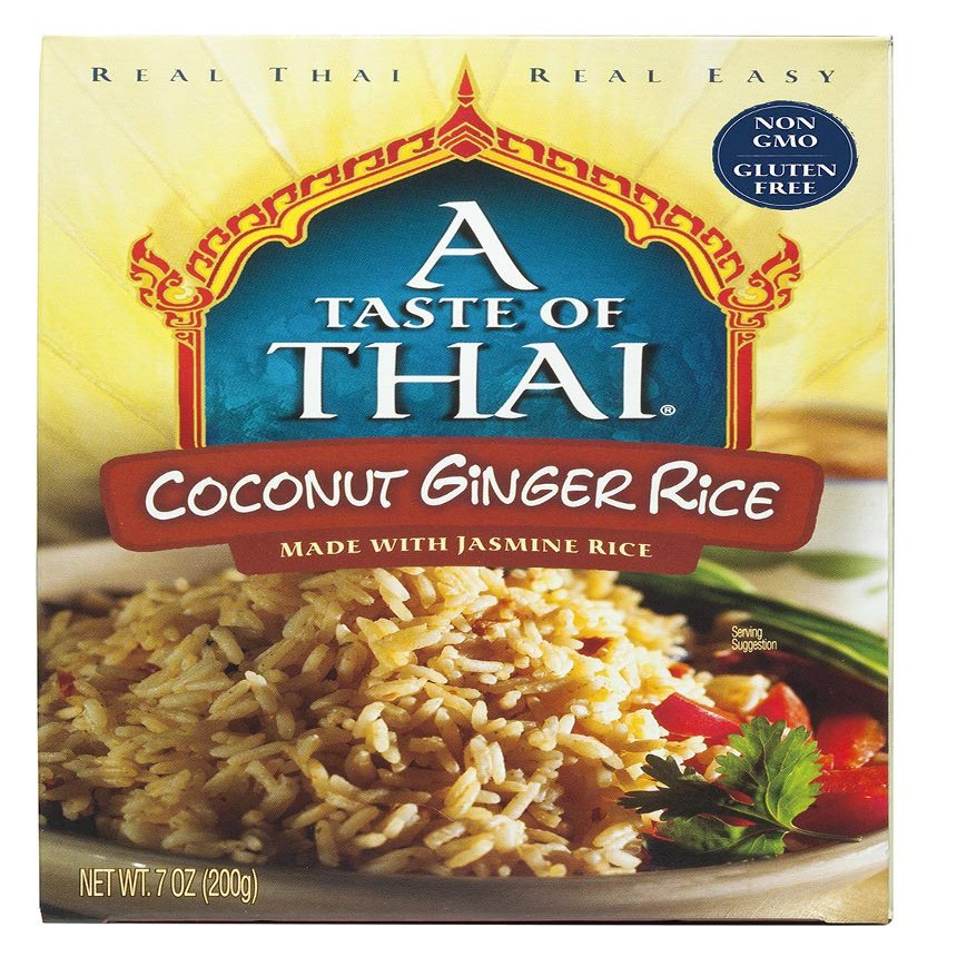 A Taste of Thai Jasmine Rice Instant (Coconut Ginger Rice)  Authentic Thai White Rice Organic, Flavored with Classic Thai Spices | Organic, Gluten-Free, Non-GMO Instant Heat & Eat- 6 Pack, 7oz