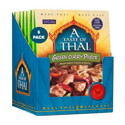 A Taste of Thai Green Curry Paste Authentic & Natural Ready-to-Use Thai Curry Paste Vegan, GlutenFree & NonGMO Spicy, Fresh Flavor for Curries, StirFries, Soups & Dips - 1.75 oz (Pack of 6)
